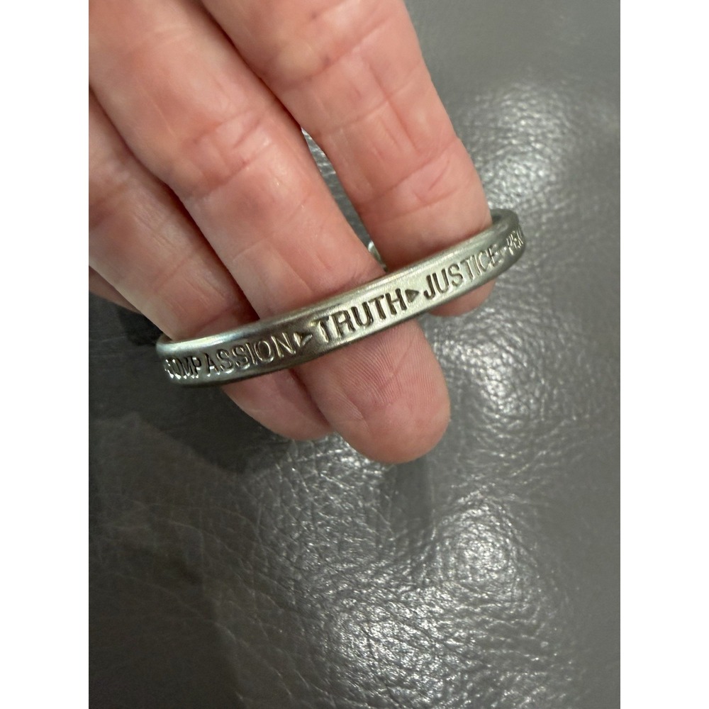 Vintage Estate Sergio Lub Handmade Love Truth Peace Hope Cuff Bracelet ~ 6.5"